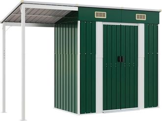 vidaXL Cobertizo Jard&iacute;n Tejado Alargado Acero Verde 277x107x181 Cm Vidaxl