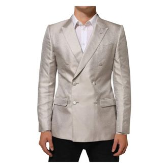 Dolce & Gabbana Martini Double-Breasted Suit Blazer - male - Dolce & Gabbana - Blazers - Beige - M - Jackets