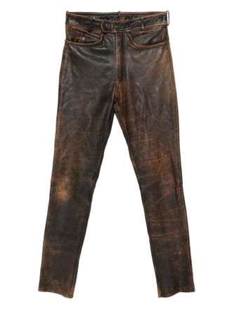 A.N.G.E.L.O. Vintage Cult 1990s leather straight-leg trousers - men - Leather/Nylon - 54 - Brown