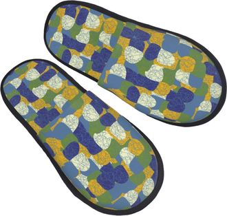 Generic Plush Slippers Abstract Pattern Spots Cozy Slippers Lightweight Anti-Slide Slipper For Indoor Travel Guest Room M