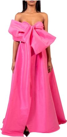 Doris S Fuchsia Lange Jurk met Zijsplit - Dames - Avondkleed - Roze - 2XS - Kleedjes