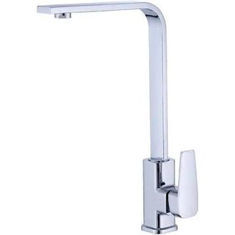 OEM Grifo De Cocina Cuadrado, Grifo De Agua Fr&iacute;a Y Caliente Para Fregadero, Tubo Plano Con Base De Cobre, Plata Brillante