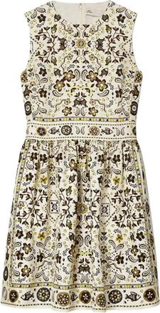 Tory Burch Patroon Jurk van Jersey - Dames - Korte kleedjes - Bruin - XS - Leer - Kleedjes