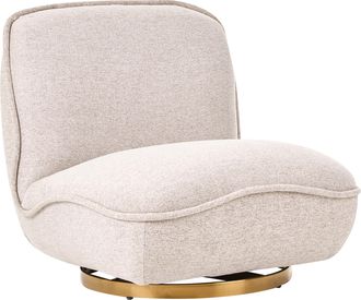 Beliani Sill&oacute;n Giratorio Elegante Tapizado De Tela Base De Acero Dorado Sin Reposabrazos Sal&oacute;n Dormitorio Beige Muren