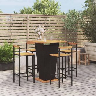 Berkfield Home 5 Piece Garden Bar Set Black Poly Rattan&Solid Wood Acacia