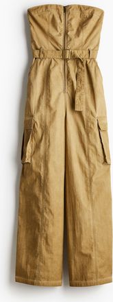 H&M Bandeau-Jumpsuit mit Gürtel - Beige