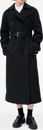 HUGO BOSS Cappotto doppiopetto con cintura - Nero