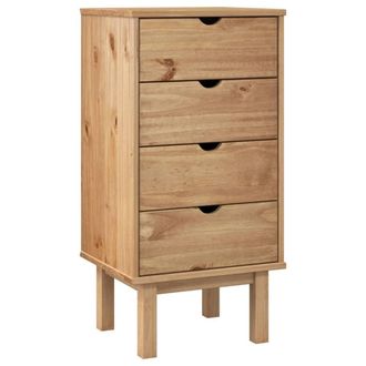 Berkfield Home Drawer Cabinet OTTA 45x39x90cm Solid Wood Pine in Brown | Size: 45 x 39 x 90 cm