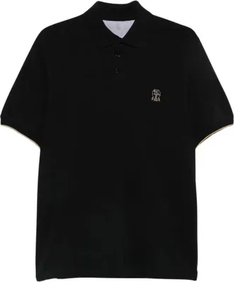 Brunello Cucinelli Katoenen Piqu&eacute; Polo - Heren - Tops - Zwart - Maat: XL Katoen