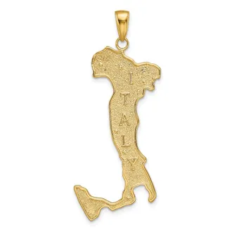 Diamond2Deal 14k Yellow Gold Large Map with ITALY Pendant