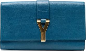 Saint Laurent 2000-2012 Textured Leather Chyc Ligne clutch bag - Blauw