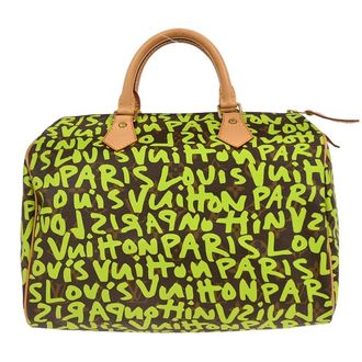 Louis Vuitton Speedy Handbag Limited Edition Monogram Graffiti Green Canvas Handbag (Pre-Owned)