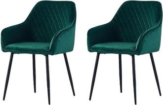 Ainpecca Ainpecca - Set of 2 Velvet Dining Chairs Green Upholstered Seat with Metal Legs Living Room(Green,2)