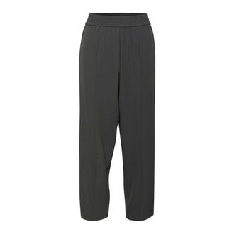 Kaffe Broeken, Dames, Grijs, S, Zwarte Oester Cropped Broek met Elastische Taille