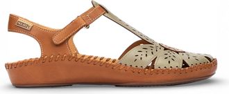 Pikolinos Pikolinos Womens Tan Green Leather Cushioned Wedge Sandal Shoes - P-Vallarta