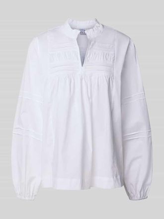 Emily van den Bergh Regular Fit Bluse mit Tunikakragen in Weiss, Gr&ouml;&szlig;e 44