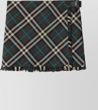 Burberry checked pleated wool blend mini wrap skirt