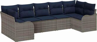 vidaXL Conjunto De Sof&aacute; De Jard&iacute;n Gris Rat&aacute;n Sint&eacute;tico Vidaxl