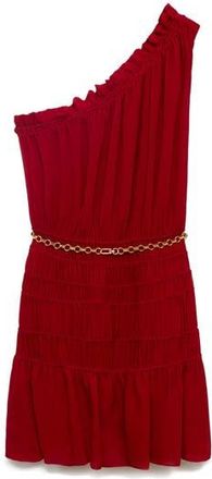 Mango Belted Asymmetric Minidress in Wine at Nordstrom Rack, Size 2