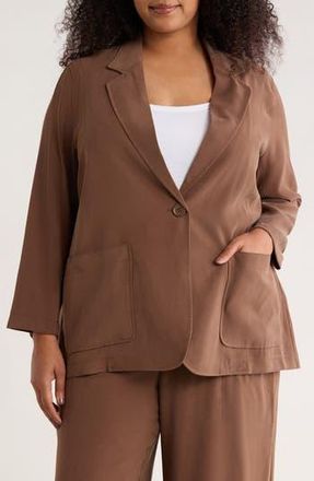 Max Studio Oversize Brushed Twill Blazer in Acorn at Nordstrom Rack, Size 1X
