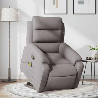 vidaXL Vidaxl - Sill&oacute;n Reclinable De Masaje Elevable Tela Gris Taup&eacute;