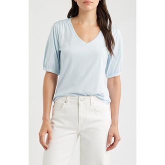 Nic+Zoe Puff Sleeve Cotton T-Shirt in Crystal at Nordstrom, Size Xx-Large