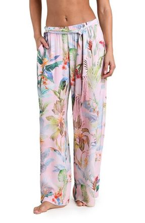 L'agence Colorful Palms Cover-Up Pants in Pink Multi at Nordstrom, Size X-Large