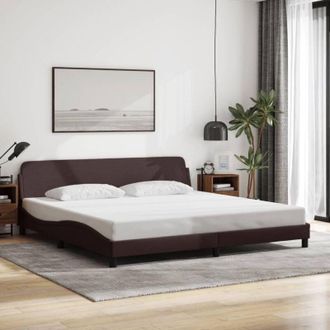 vidaXL Cama Sin Colch&oacute;n Tela Marr&oacute;n Oscuro 200x200 Cm Vidaxl
