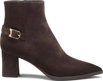 Santoni Enkellaars met middelhoge hak - Dames - Laarzen met Hak - Bruin - 36 1/2 EU - Su&egrave;de - Schoenen