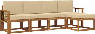 vidaXL Conjunto De Sof&aacute;s De Exterior 5 Uds. Natural Y Beige Vidaxl