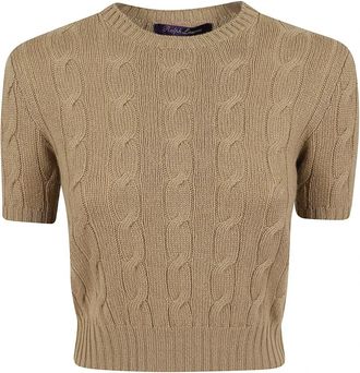 Ralph Lauren Pullover met korte mouwen - Dames - Ronde hals truien - Beige - XS - Truien & Vesten