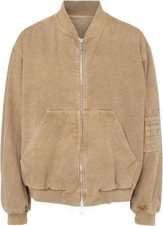 Nine In The Morning Kameelkatoenen bomberjack met geribbelde details - Dames - Bomber jackets - Beige - M - Katoen - Jassen