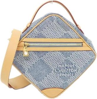 Louis Vuitton Pre-owned Damier Denim 3D Chess Messenger Bag - Dames - Vintage Schoudertas - Blauw - ONE Size - Denim - Vintage