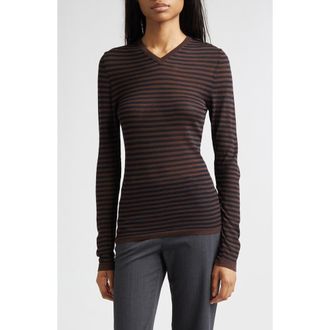 Paloma Wool Igl&uacute; Stripe Extrafine Merino Wool Blend Sweater in Brown at Nordstrom, Size X-Small