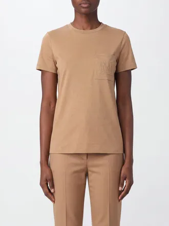 Max Mara T-shirt in cotone con monogramma e tasca a toppa