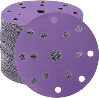 No Brand Discos De Lijado De 150 Mm, Papel De Lija De Grano 400, 50 Unidades, Discos De Lijado De 15 Agujeros Para Lijadora Orbital (morado)