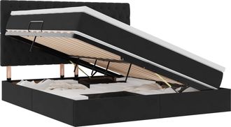 vidaXL Letto Con Contenitore E Materasso Nero 160 X 200 Cm Velluto Vidaxl