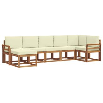 vidaXL Conjunto De Sof&aacute;s De Exterior Con Coj&iacute;n 7 Pcs Natural Y Crema Vidaxl