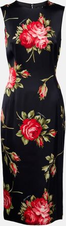 Dolce & Gabbana Abito midi in raso con stampa floreale