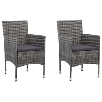 vidaXL Vidaxl - Sillas De Comedor Para Jard&iacute;n 2 Unidades Rat&aacute;n Sint&eacute;tico Gris