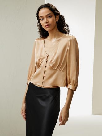 LilySilk Fitted Retro Corset Silk Top for Women