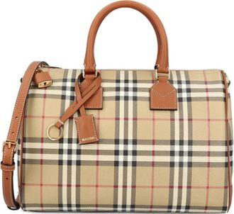 Burberry Medium Check Bowlingtas - Dames - Handtassen - Beige - ONE Size - Katoen - Tassen