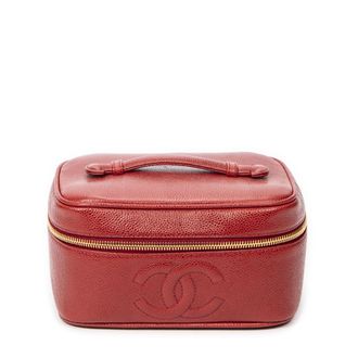 Chanel Pre-owned Womens CC Short Vanity Case Handbag - Red - One Size