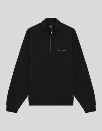 Lyle & Scott Lyle And Scott Mens Heavyweight Script 1/4 Zip Sweatshirt - Black - Size: 42