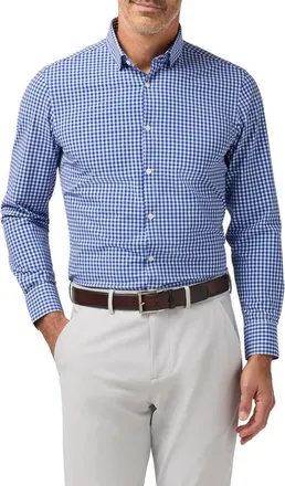Mizzen+Main Leeward Trim Fit Gingham Performance Button-Up Shirt in Cobalt Crew at Nordstrom, Size Xx-Large