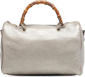 Gucci Pre-owned Handbags, female, Gray, Size: ONE SIZE Pre-owned Leather Top Handle Bag