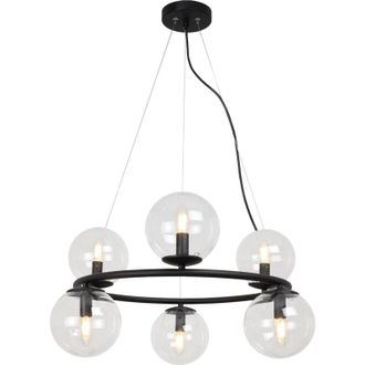 OEM L&aacute;mpara Colgante Aura Negra 6 Planas, Pantalla Gratis E14