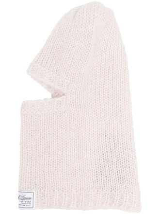 Raf Simons knitted logo-patch balaclava hat - women - Polyamide/Wool/Mohair - One Size - Pink