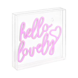 Jonathan Y Designs Hello Square Contemporary Glam Acrylic Box USB Operated LED Neon Light in Pink at Nordstrom