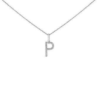 House of Brilliance Sterling Silver Diamond Accent A-Z Initial Pendant Necklace in Sterling Silver |P at Nordstrom